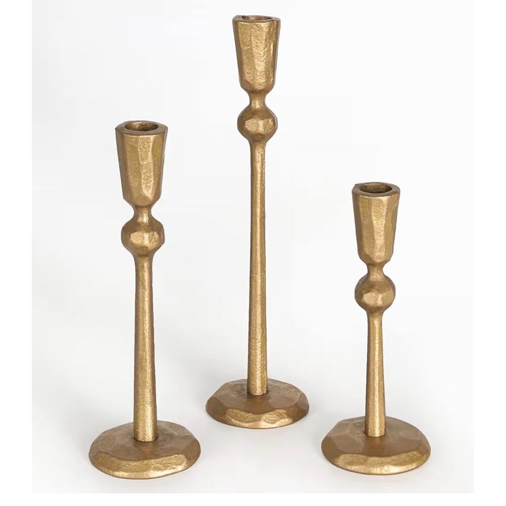 Set of 3 Antique Style  Brass Iron Taper Candle Holder wedding decor